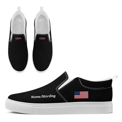 Personalized Patriotic Sneakers, Custom America Flag Shoes, Canvas Slip On Shoes