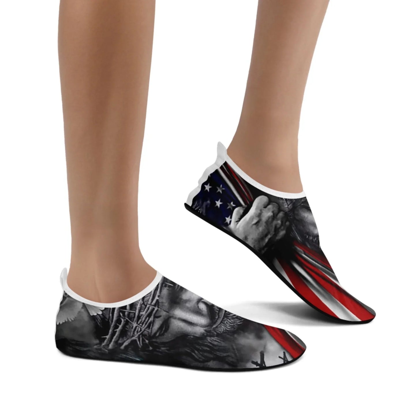 Personalized Patriotic Aqua US Flag Shoes