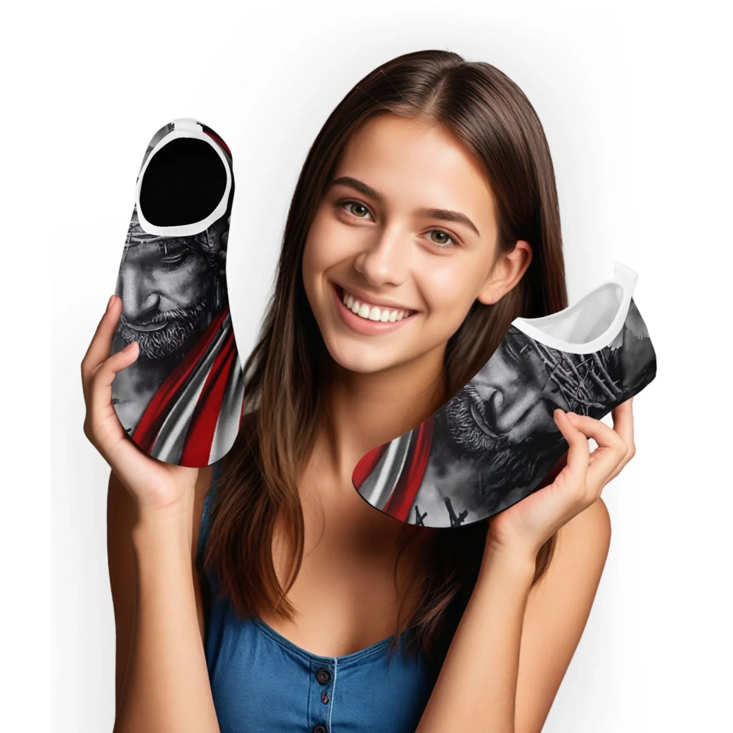 Personalized Patriotic Aqua US Flag Shoes