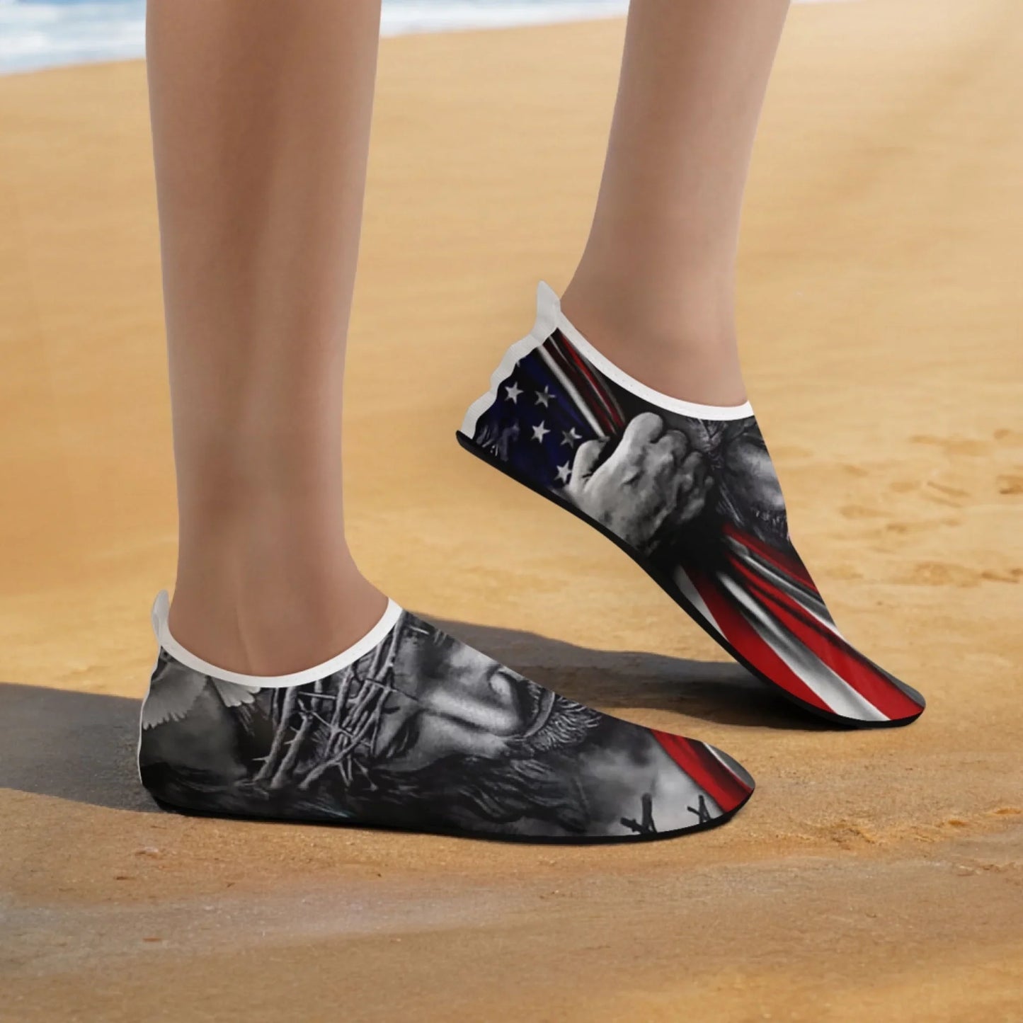 Personalized Patriotic Aqua US Flag Shoes