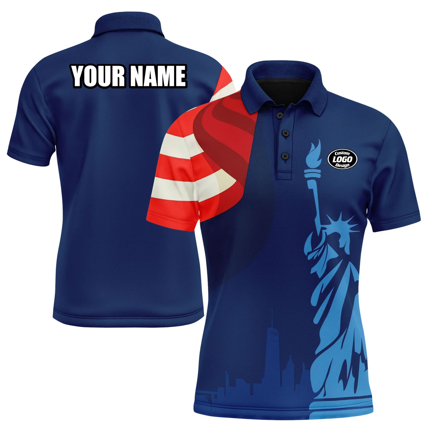 Personalized Patriotic USA Pride Polo Shirt