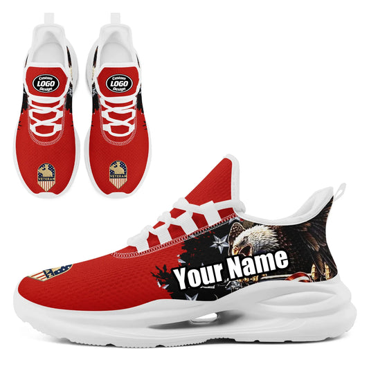 Personalized USA Flag Print Sneakers, Custom Patriotic and Pride Walking Shoes, Unisex Sports Shoes