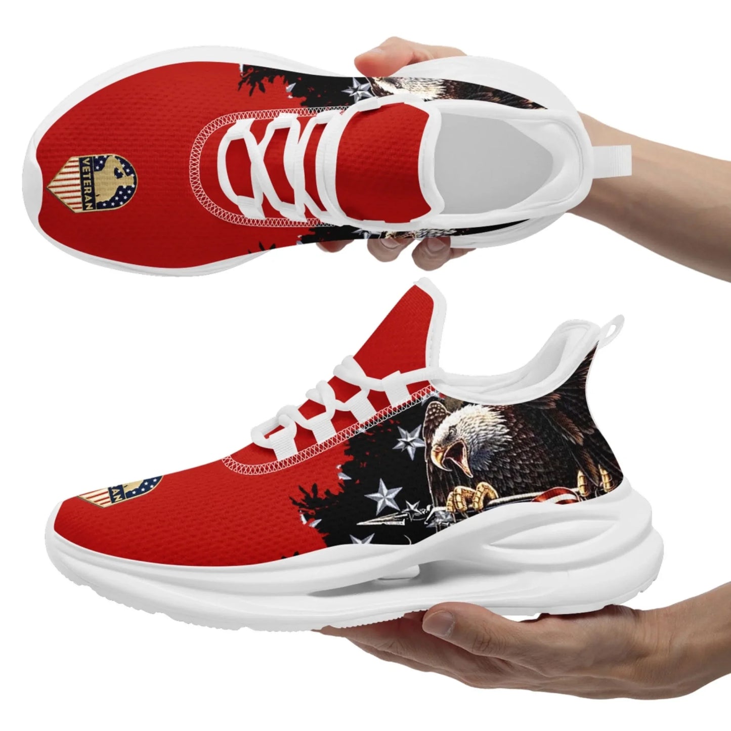 Personalized USA Flag Print Sneakers, Custom Patriotic and Pride Walking Shoes, Unisex Sports Shoes