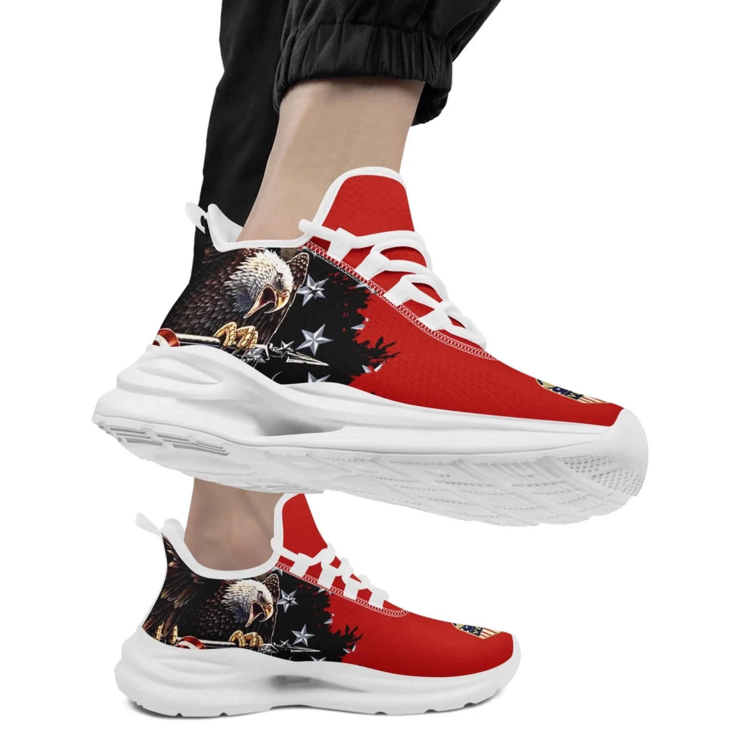 Personalized USA Flag Print Sneakers, Custom Patriotic and Pride Walking Shoes, Unisex Sports Shoes