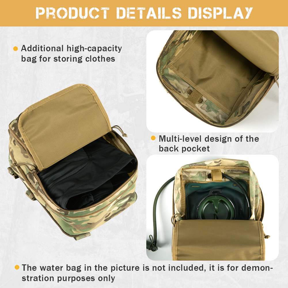 Votagoo D3 Flat Pack 2.0 Tactical Expandable Backpack Multi-purposed MOLLE Pack Camo