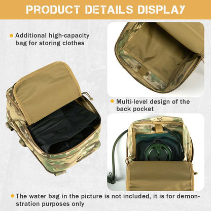 Votagoo D3 Flat Pack 2.0 Tactical Expandable Backpack Multi-purposed MOLLE Pack Camo