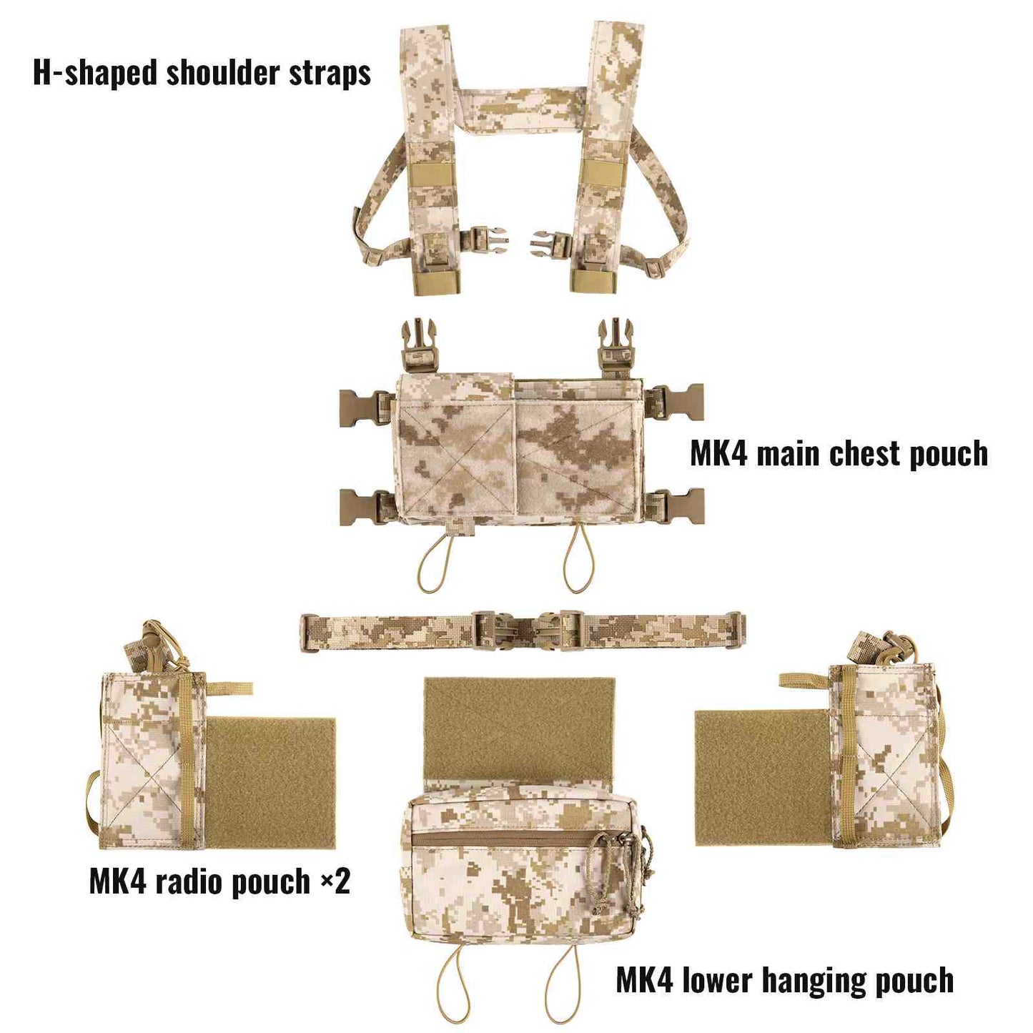Votagoo Outdoor Molle Magazine Pouch Chest Bags Multi-function MK4 AOR1 Tactical Chest Rig