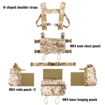 Votagoo Outdoor Molle Magazine Pouch Chest Bags Multi-function MK4 AOR1 Tactical Chest Rig