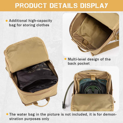 Votagoo D3 Flat Pack 2.0 Tactical Expandable Backpack Multi-purposed MOLLE Pack Camo