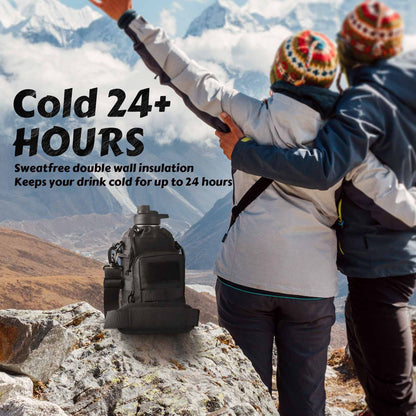 Votagoo 64Oz Half Gallon Stainless Steel Insulated Tactical Water Bottle with Metal Military Water Bottle Tactical Carrier Bag