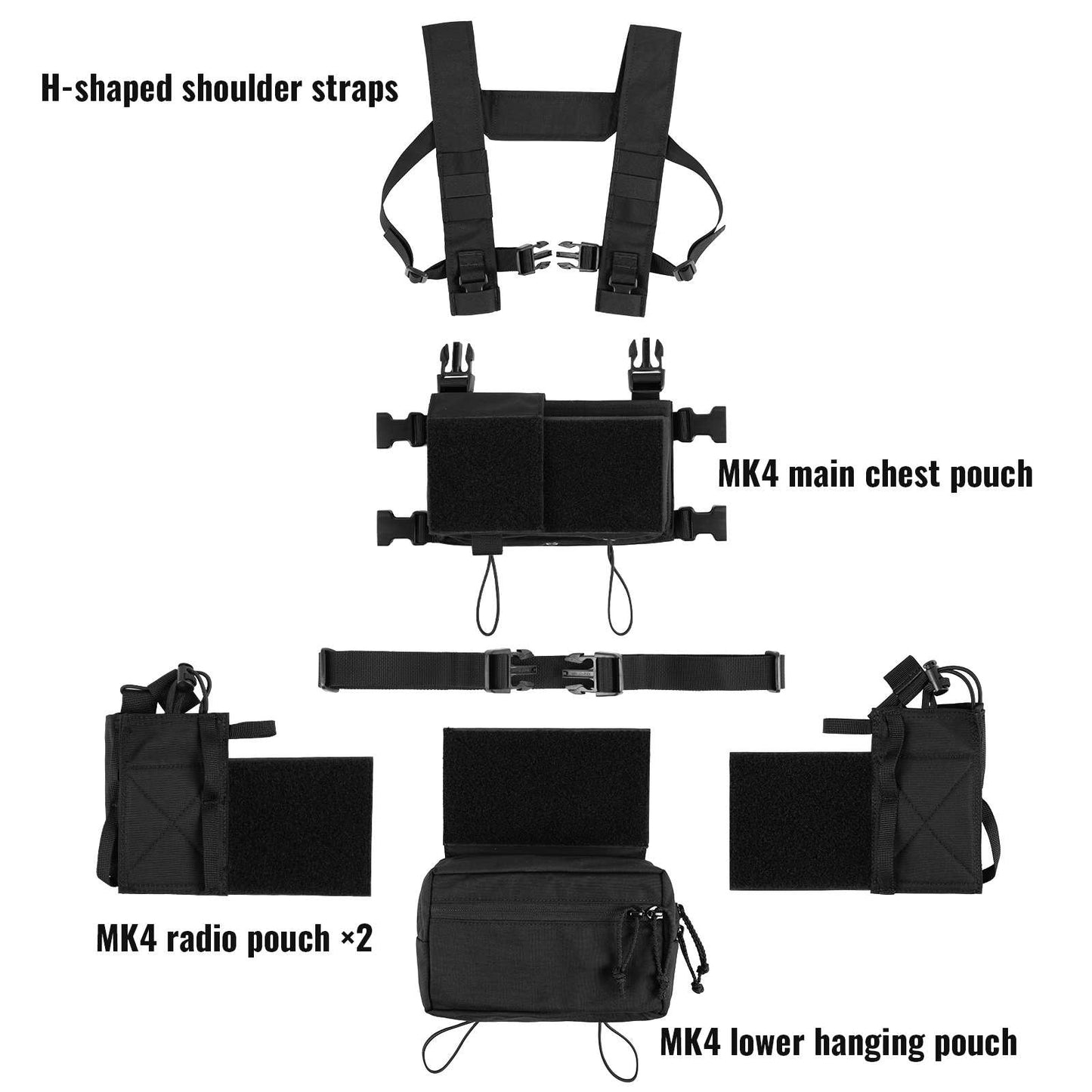 Votagoo Outdoor Molle Magazine Pouch Chest Bags Multi-function MK4 AOR1 Tactical Chest Rig