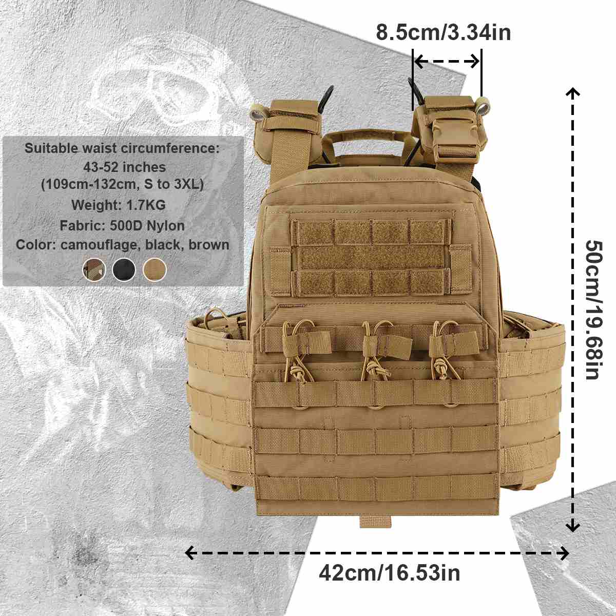 Votagoo Combat Tactical Vest CPC Military Plate Carrier Vest