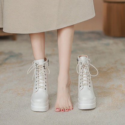 Fashion Short Boots Waterproof Platform Thick Heel High Heels - Convenient store