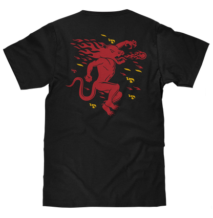 Fireball Whisky Left Chest Front and Back Dragon Mascot Logo T-Shirt - Black