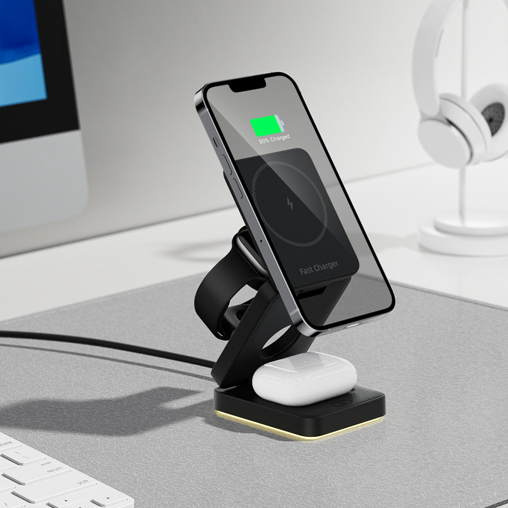 Three-in-one Wireless Folding Magnetic Wireless Charger