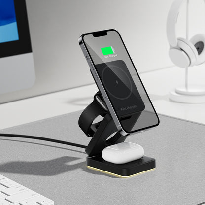 Three-in-one Wireless Folding Magnetic Wireless Charger