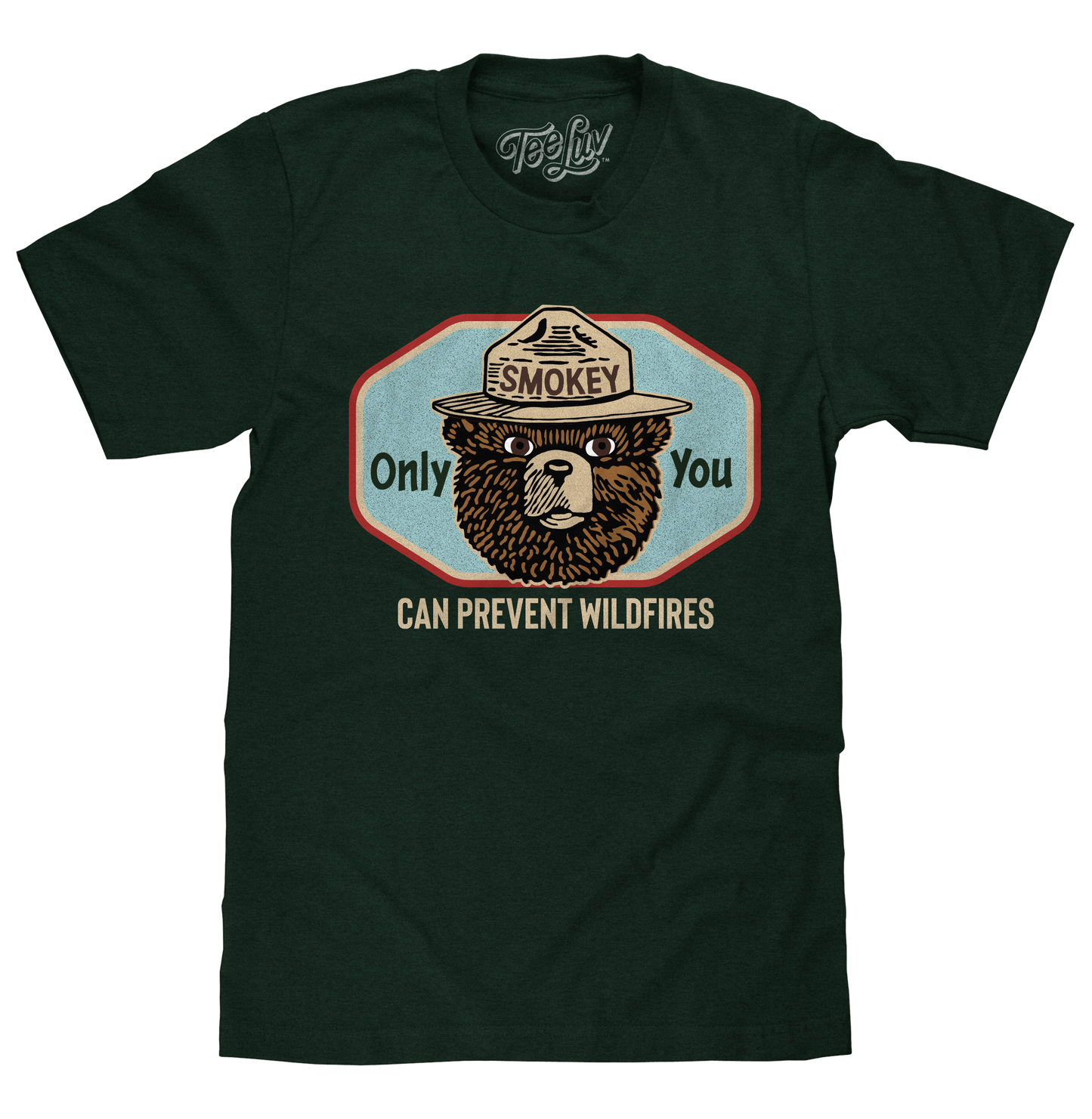 Smokey Bear Only You Can Prevent Wildfires T-Shirt - Forest Green