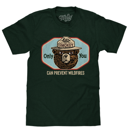 Smokey Bear Only You Can Prevent Wildfires T-Shirt - Forest Green