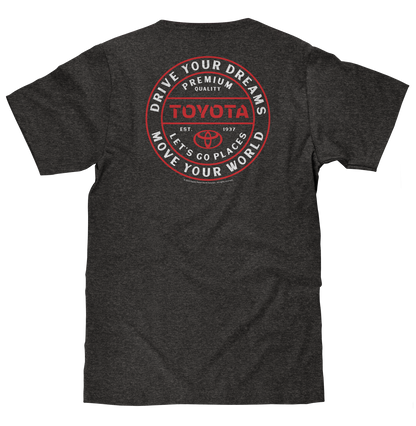 Toyota Drive Your Dreams Left Chest Front and Back Logo T-Shirt - Charcoal Heather