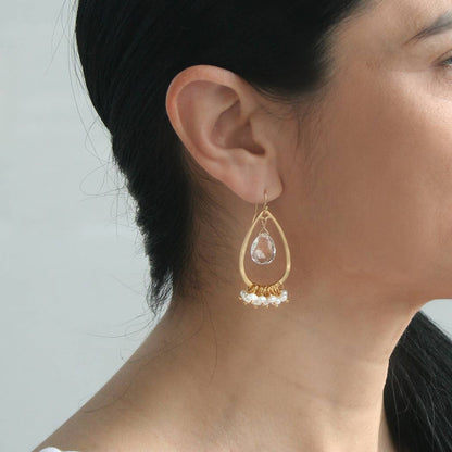 Crystal and Pearl Teardrop Earrings