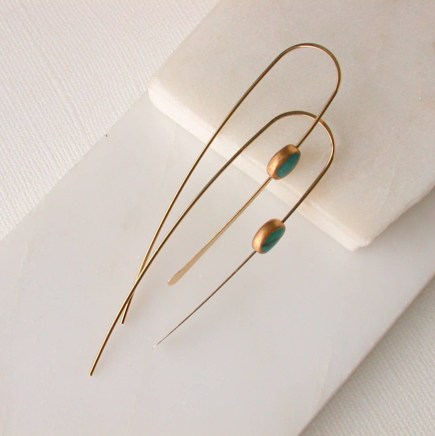 Turquoise Cabochon Threader Earrings