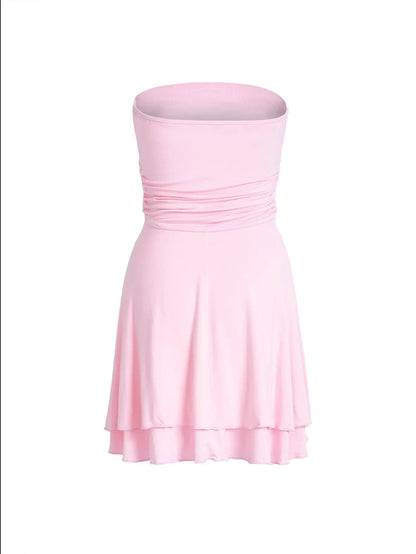 Y2K Tube-top Short Dress Summer Sexy Pleated Tight Dresses For Womens Clothing Convenient store