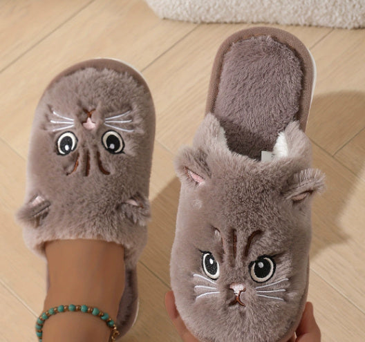 Cartoon Couple Kitty Cotton Slippers