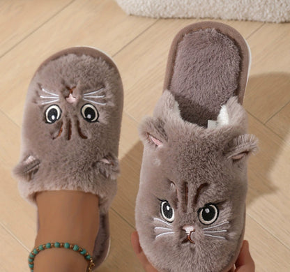 Cartoon Couple Kitty Cotton Slippers