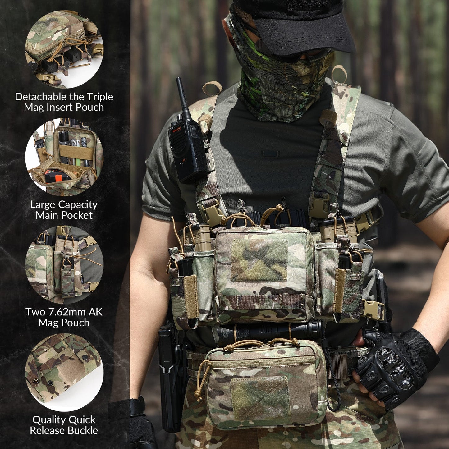 Votagoo Adjustable & Detachable Tactical Chest Rig