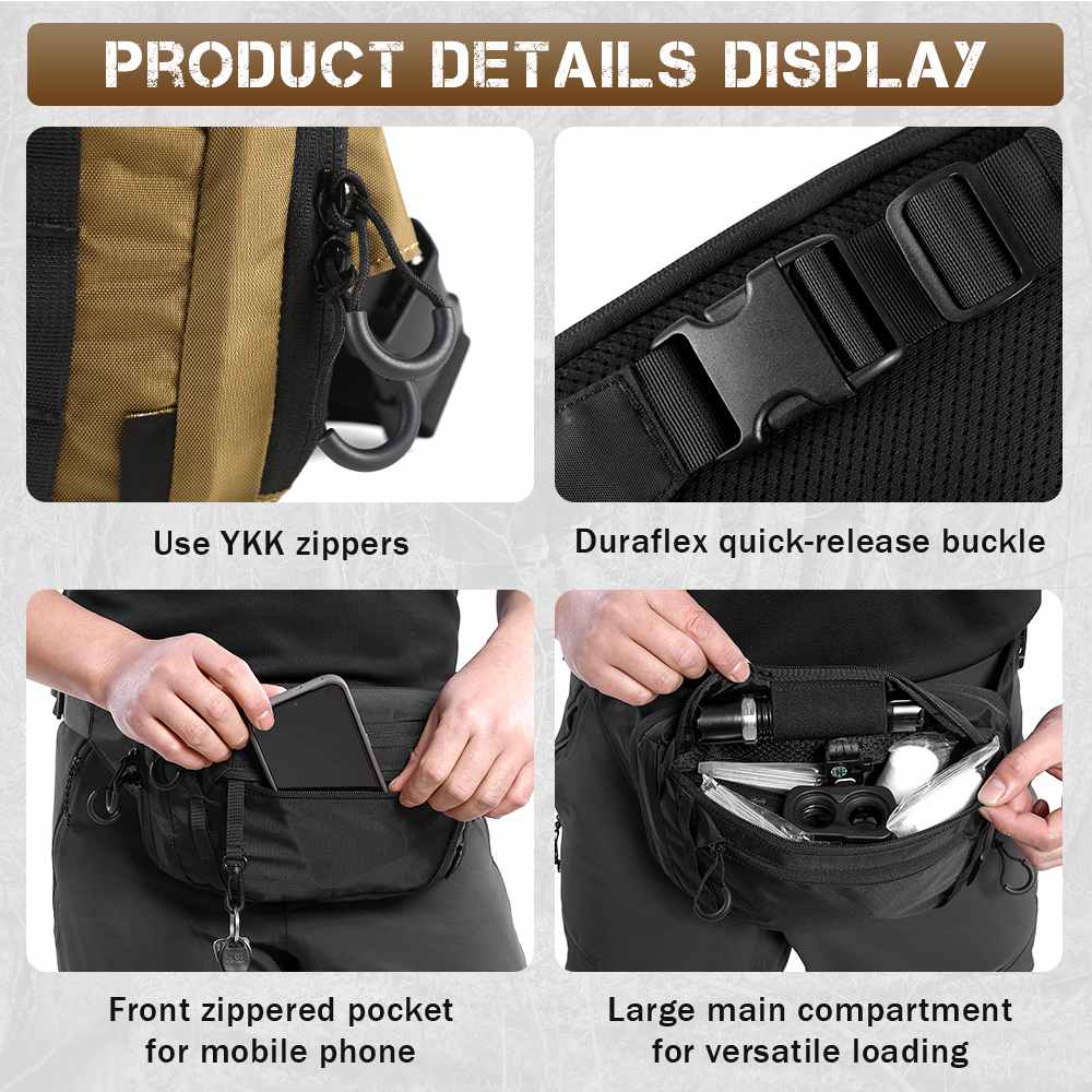 Votagoo Tactical CCW Fanny Bag Adjustable Waist Belt Tactical Waist Bag Handgun Pouch