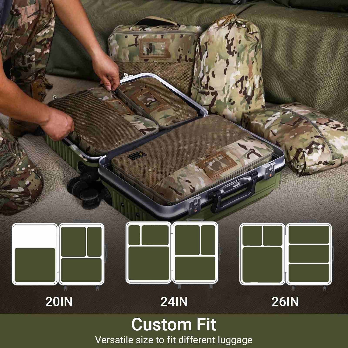 Votagoo Tactical Packing Cubes 6 Packs Lightweight Luggage Set Packing