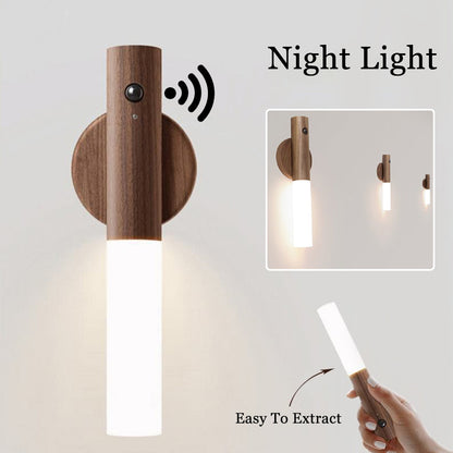 USB Magnetic Wood Motion Sensor Wall Lamp