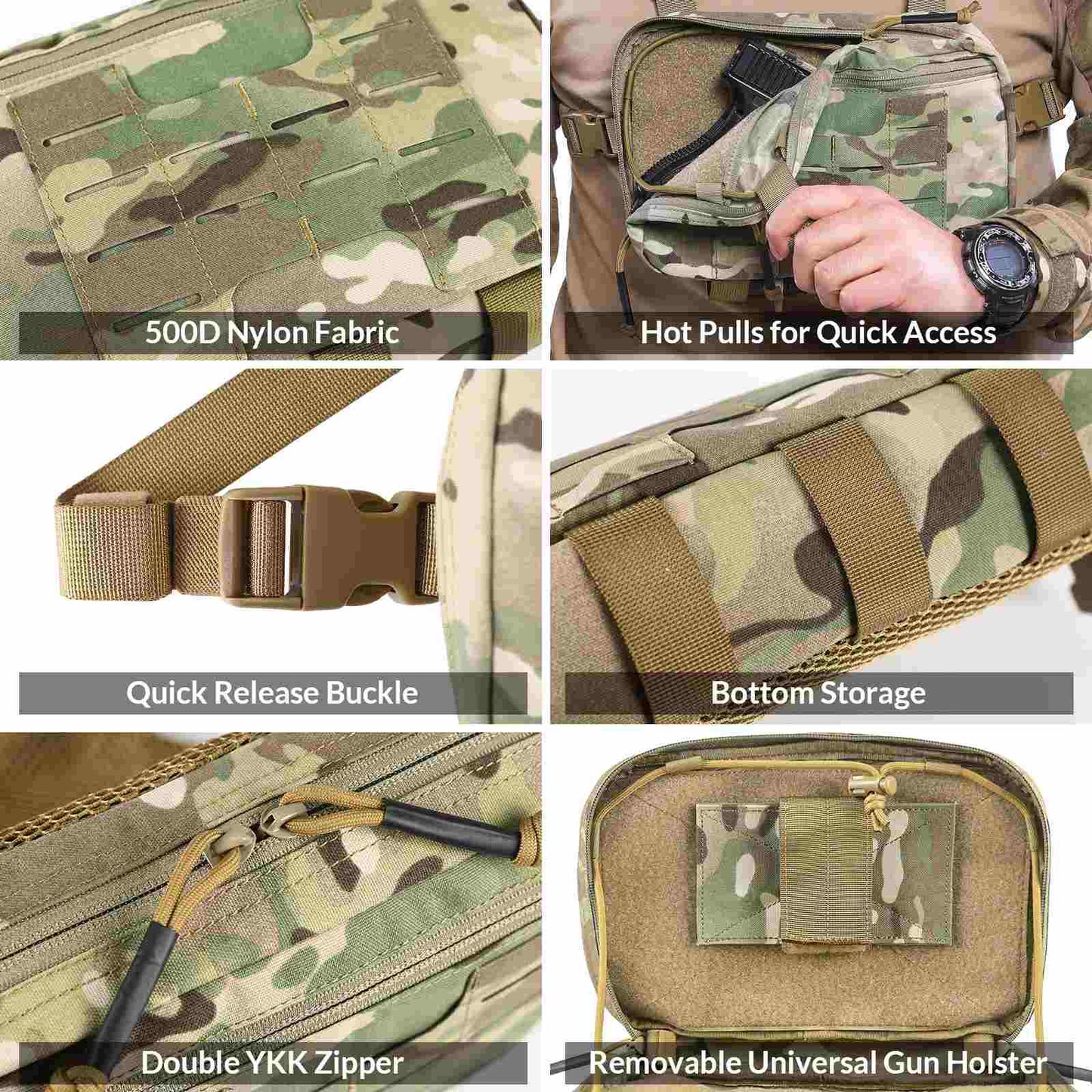 Votagoo Tactical Chest Pack 2L Utility Molle Chest Rig CCW Chest Pouch
