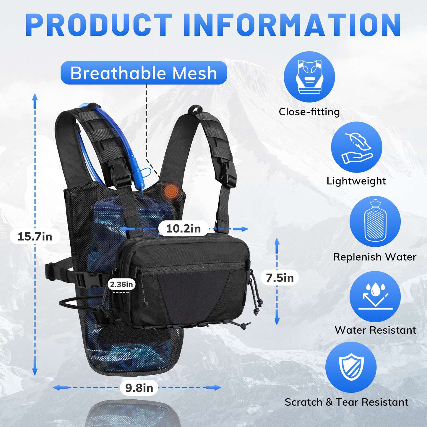 Votagoo Tactical Lightweight Running Hydration Vest with 2L Water Bladder Bag