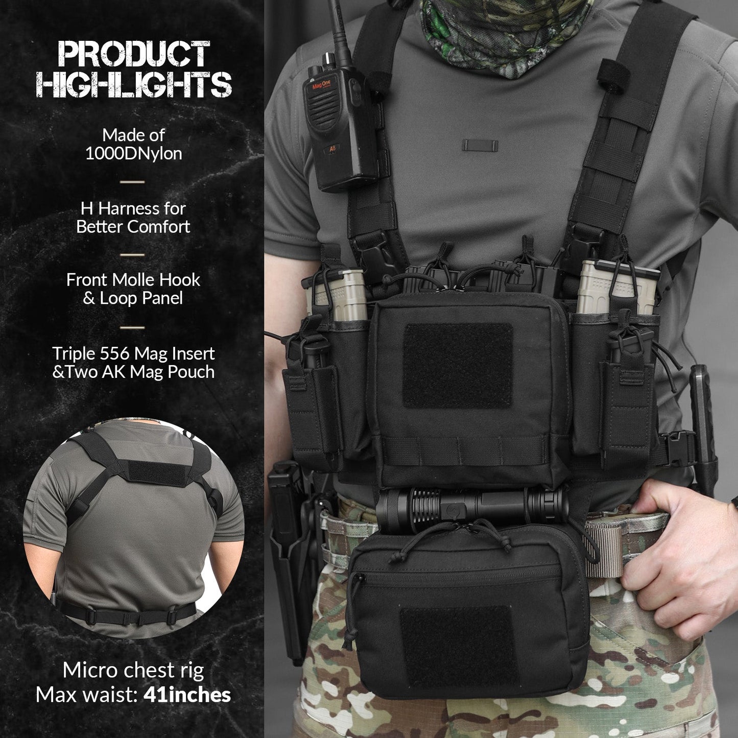 Votagoo Adjustable & Detachable Tactical Chest Rig