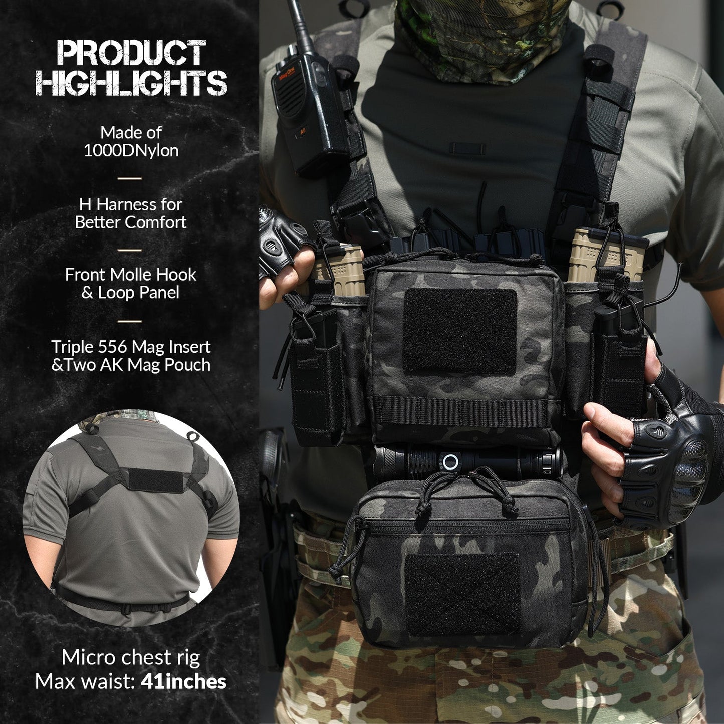 Votagoo Adjustable & Detachable Tactical Chest Rig