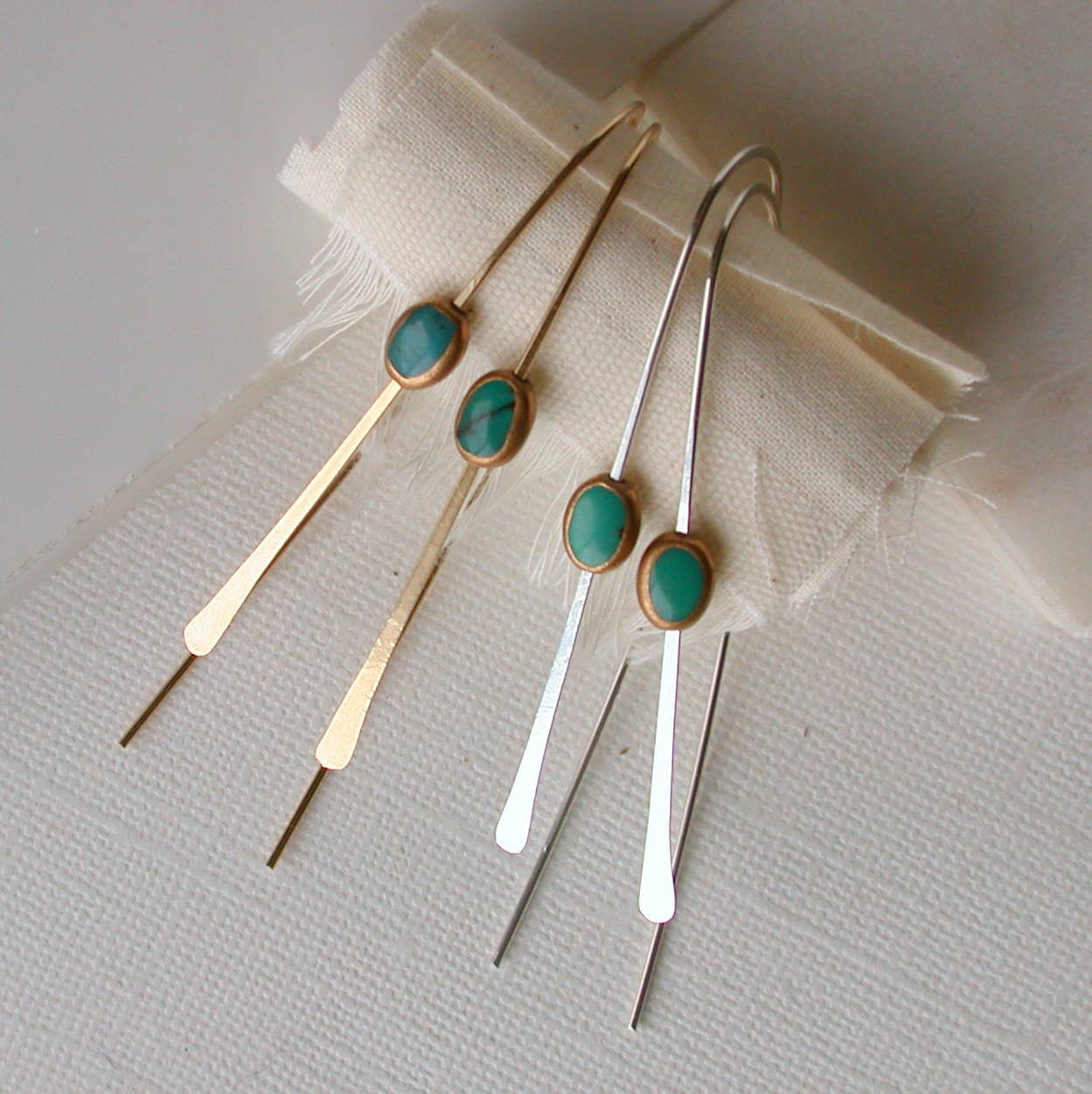 Turquoise Cabochon Threader Earrings