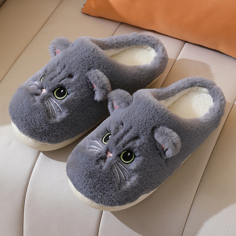 Cartoon Couple Kitty Cotton Slippers