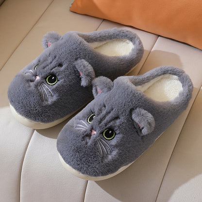 Cartoon Couple Kitty Cotton Slippers