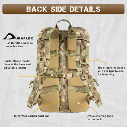 Votagoo 8005 Outdoor Combat Hiking Bag Camping Camouflage Tactical Backpack with Carbon Frame