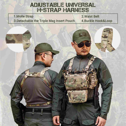 Votagoo Tactical Chest Rig，Molle Modular Micro Fight Chest Rigs Adjustable&Detachable with 5.56/7.62 Magazine Pouch