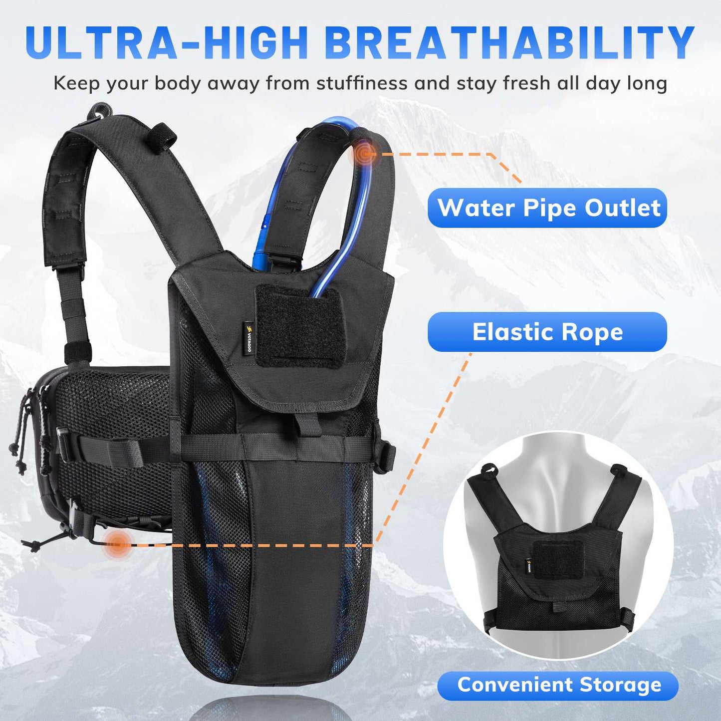 Votagoo Tactical Lightweight Running Hydration Vest with 2L Water Bladder Bag