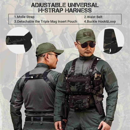 Votagoo Tactical Chest Rig，Molle Modular Micro Fight Chest Rigs Adjustable&Detachable with 5.56/7.62 Magazine Pouch