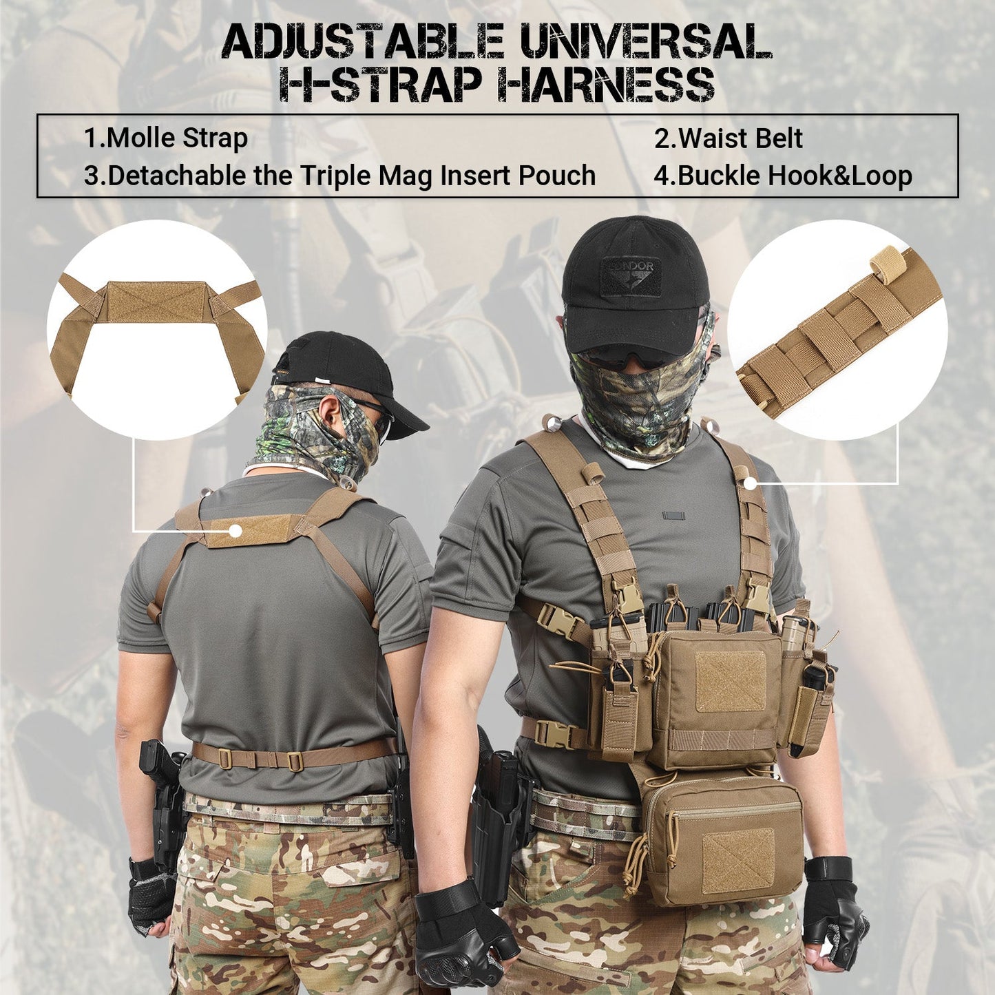 Votagoo Adjustable & Detachable Tactical Chest Rig