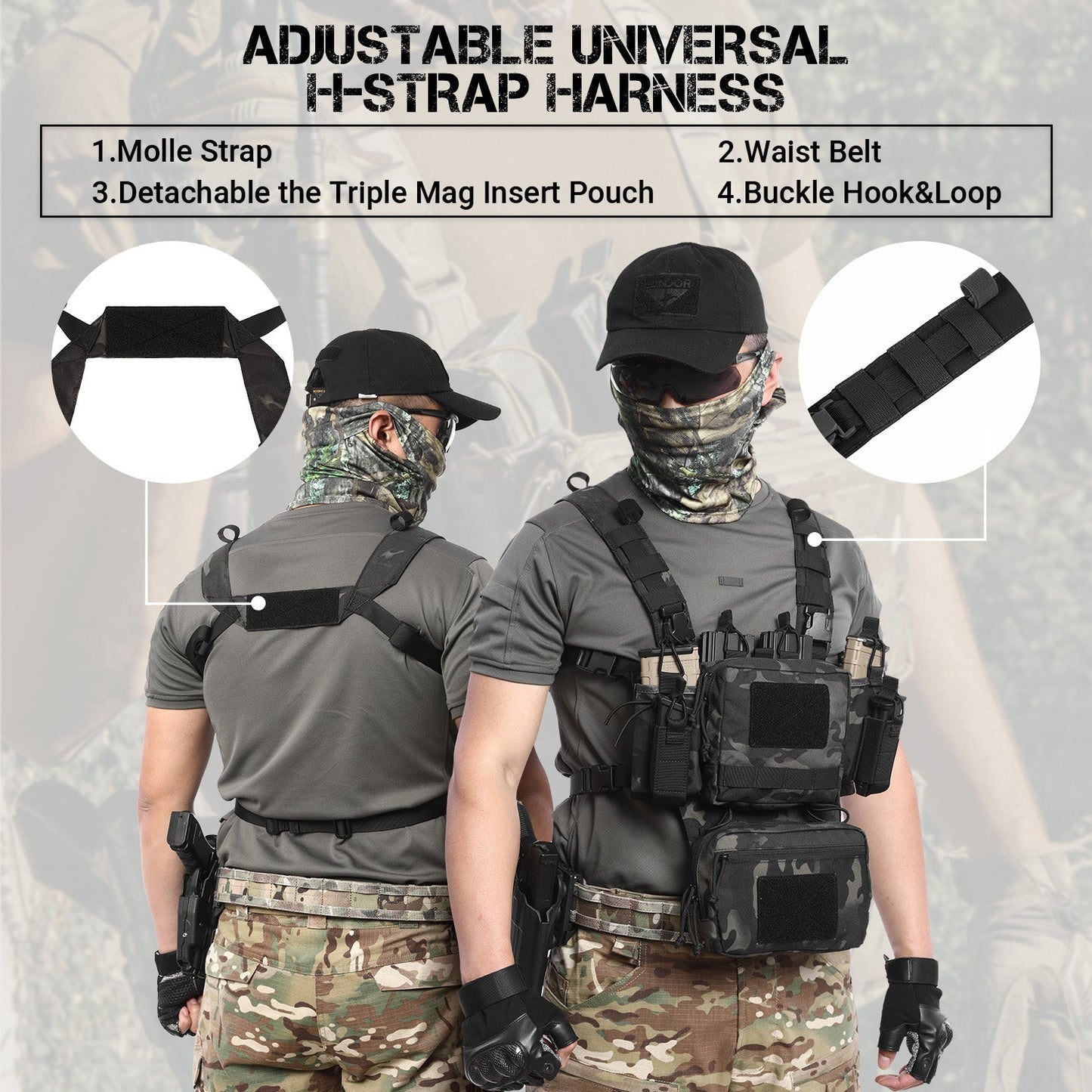 Votagoo Adjustable & Detachable Tactical Chest Rig