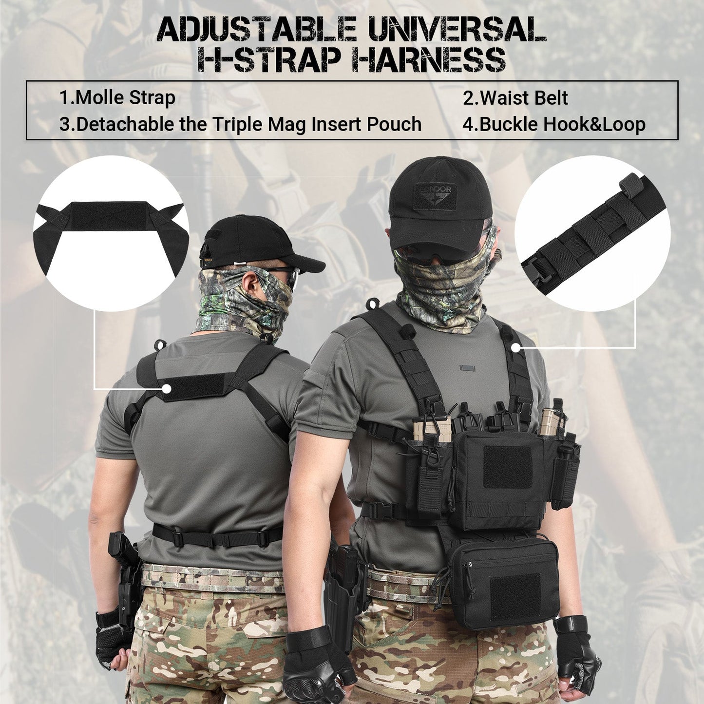 Votagoo Adjustable & Detachable Tactical Chest Rig