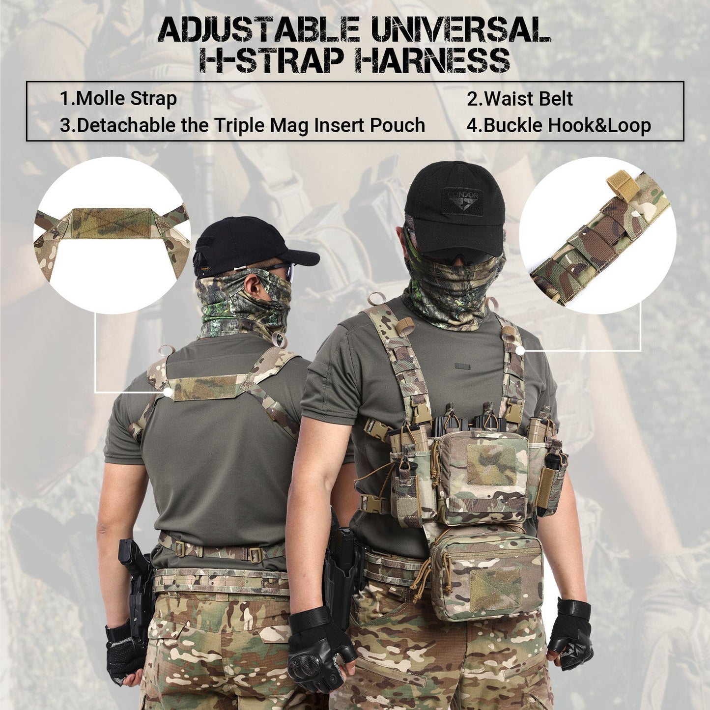Votagoo Adjustable & Detachable Tactical Chest Rig