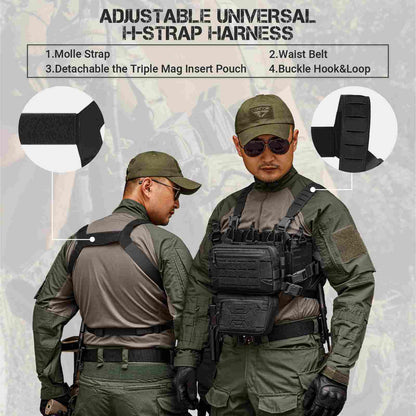 Votagoo Tactical Chest Rig，Molle Modular Micro Fight Chest Rigs Adjustable&Detachable with 5.56/7.62 Magazine Pouch