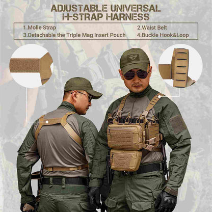 Votagoo Tactical Chest Rig，Molle Modular Micro Fight Chest Rigs Adjustable&Detachable with 5.56/7.62 Magazine Pouch