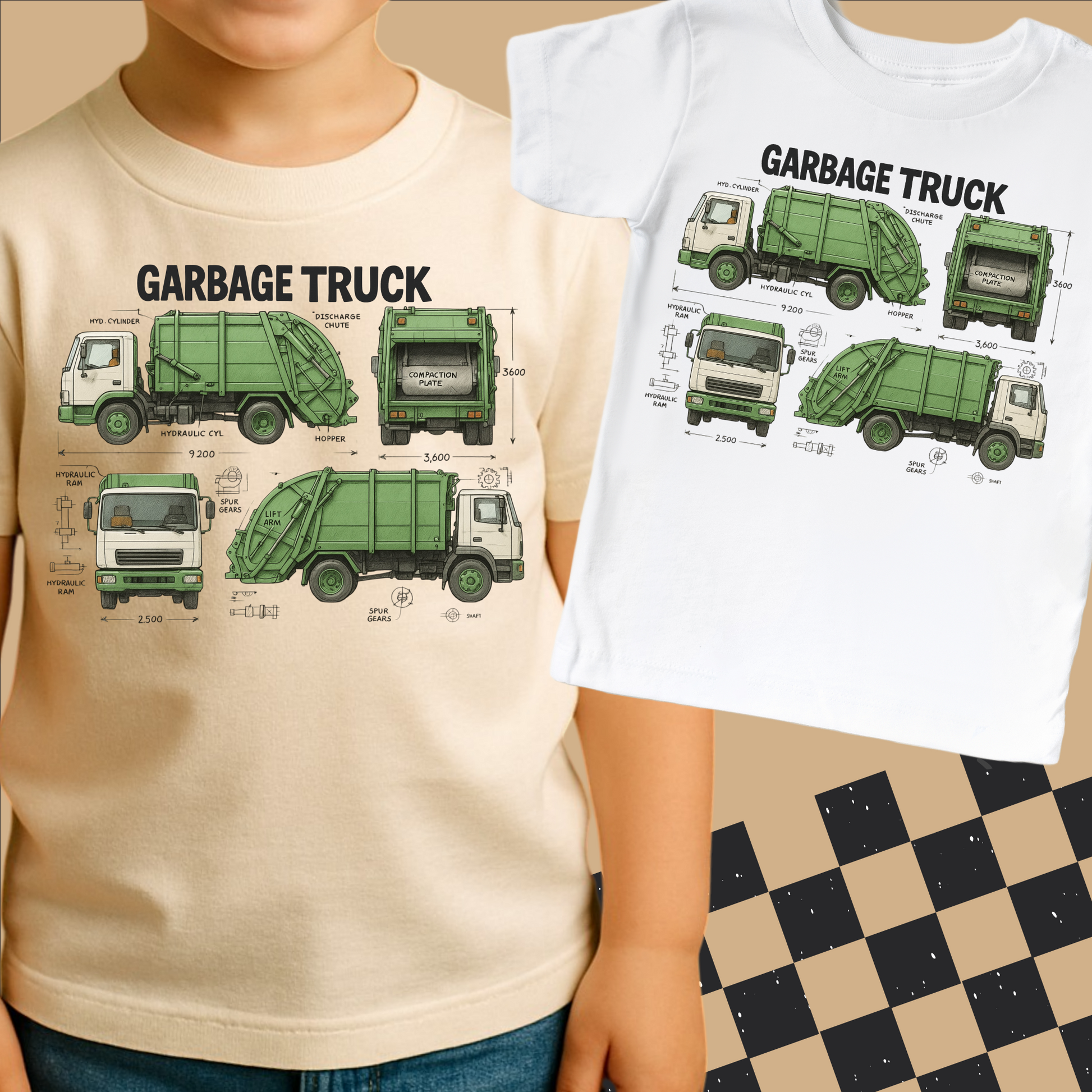 Garbage Truck Blueprints Shirt - Fun Garbage Truck Tee - Convenient store